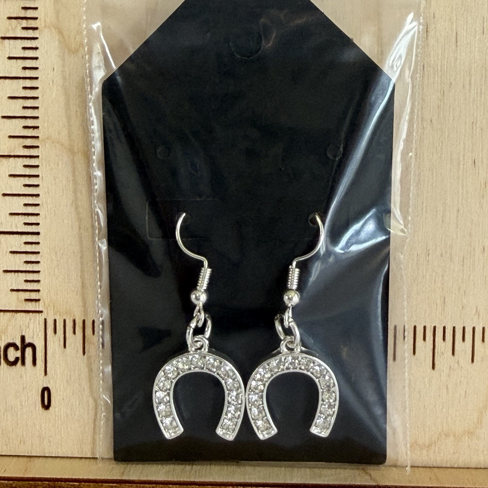 Hand Assembled Western Glam Horseshoe Rhinestone Earrings