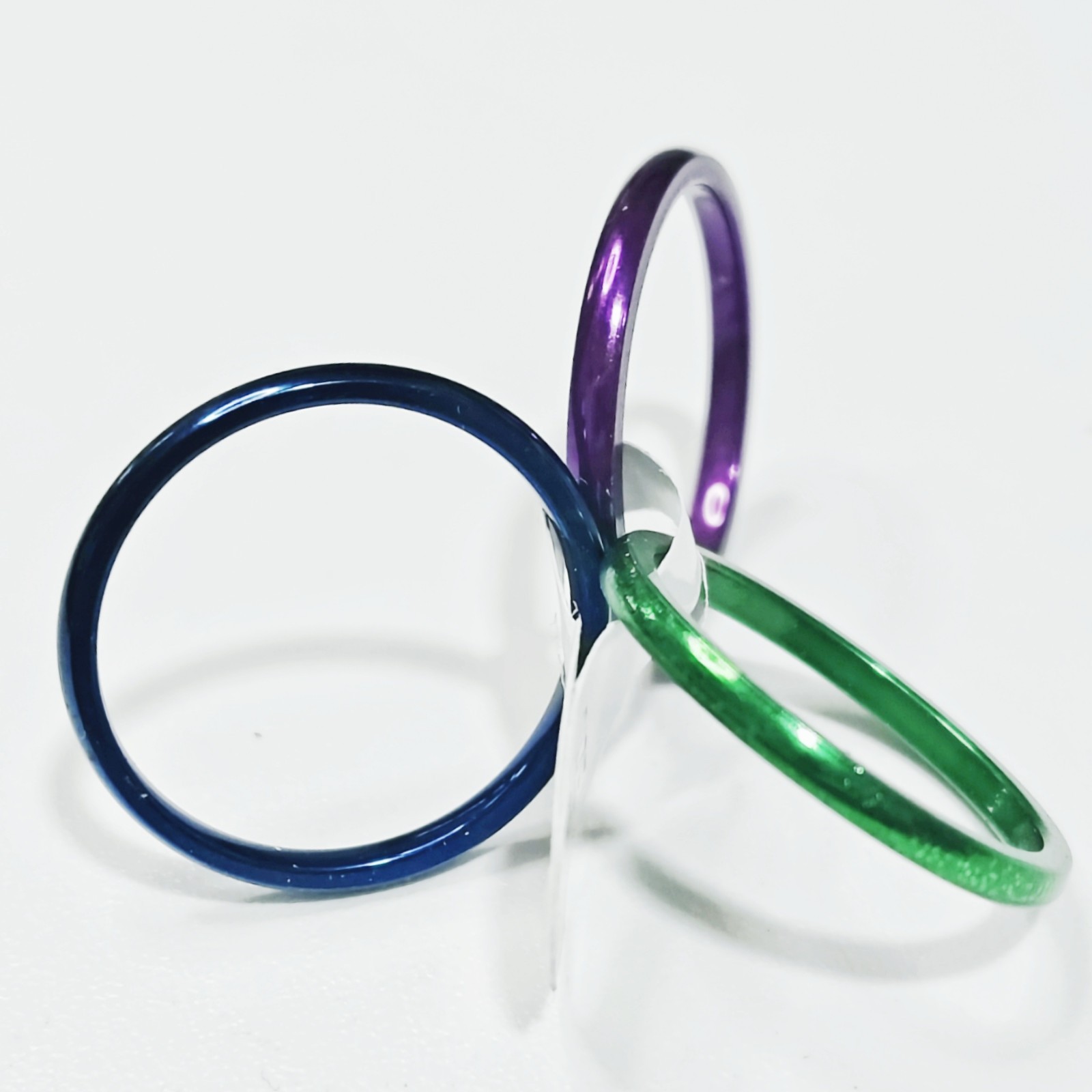 36Pcs 2mm Stainless Steel Stackable Rings Green Blue Purple Glossy Women Jewelry