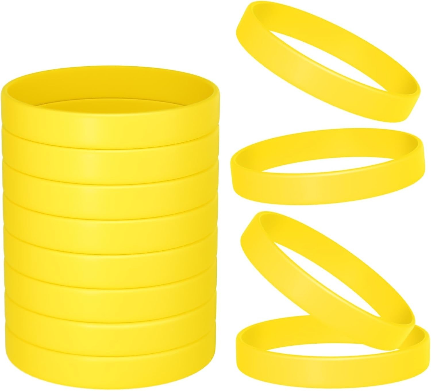12 Pieces Silicone Bracelets- Yellow Color Blank Rubber Wristbands for Adults…