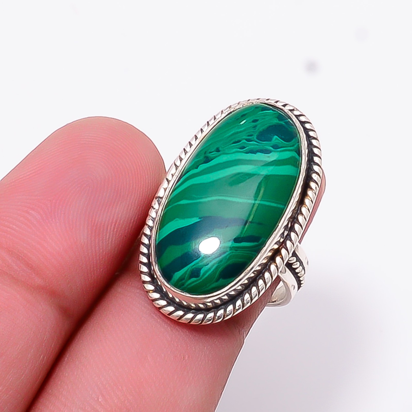 Malachite Artisan 925 Sterling Silver Ring S.7.5 R125027