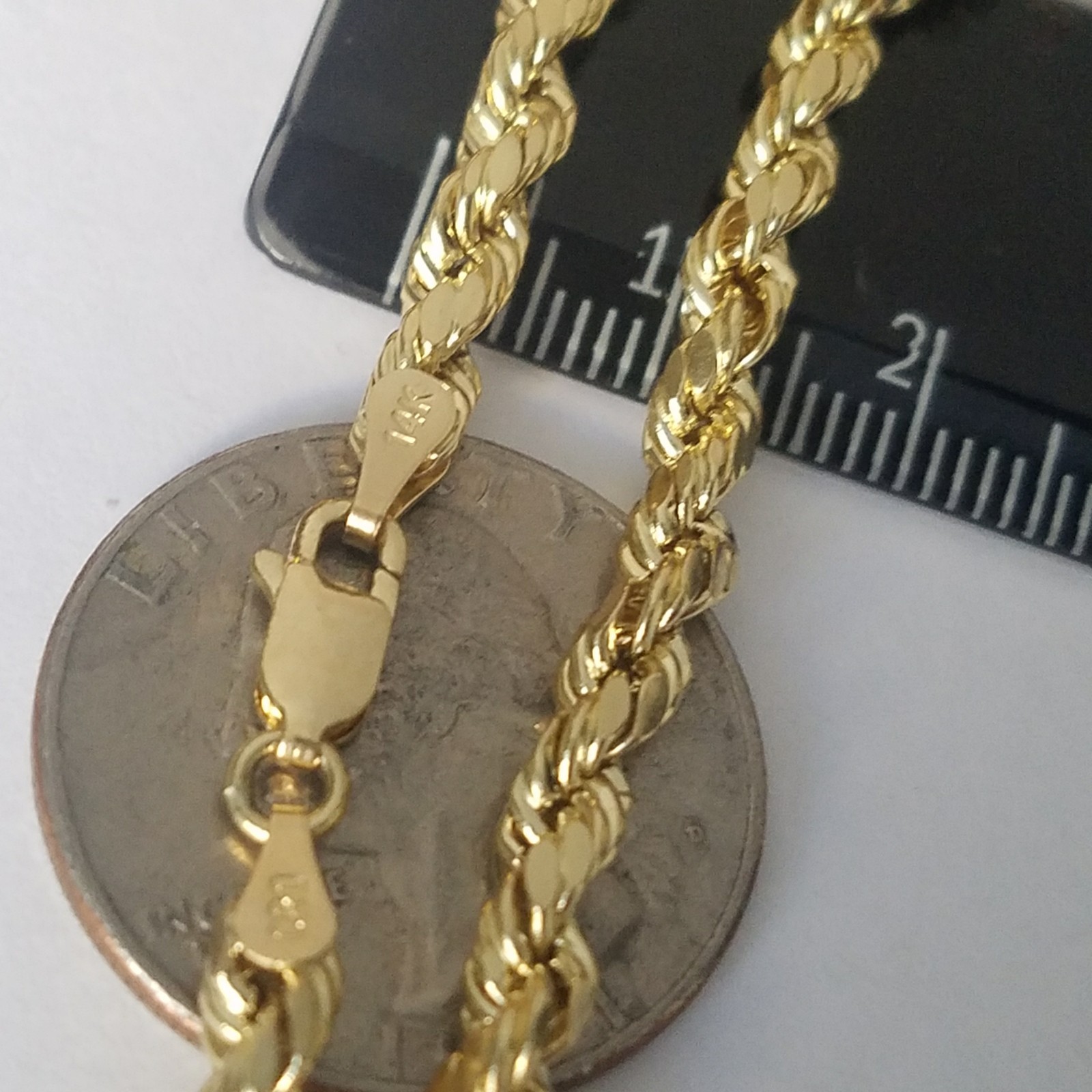14k yellow gold rope chain 26 inches long 4 mm