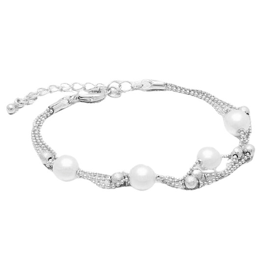 Triple Row Pearl Ball Bracelets Sterling Silver NEW LOWEST PRICE