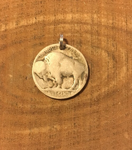 Buffalo Indian Head Nickel Coin Jewelry Pendant Charm-Vintage Antique-Reverse!