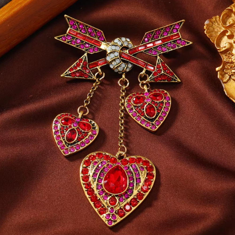 New Design Heart Brooches Women Unisex 3-color Shining Arrows Jewelry Gift USA