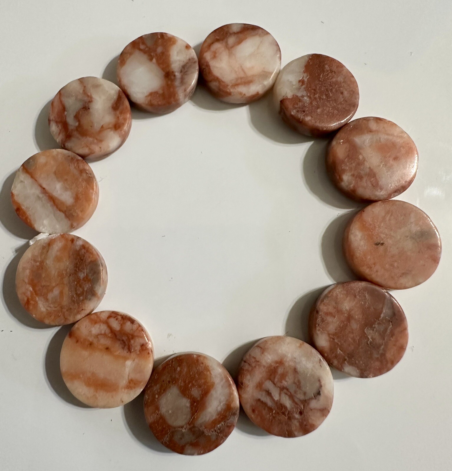 Red Vein Jasper Crystal Healing Stone Disc Bracelet