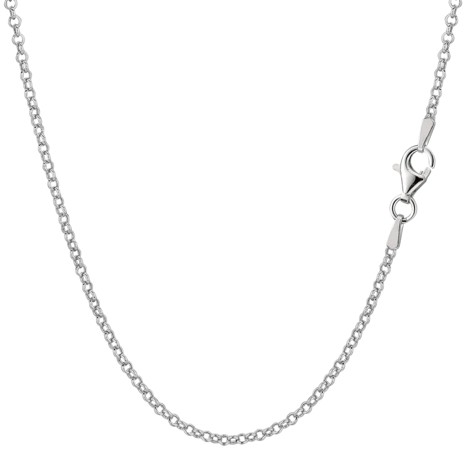 925 Sterling Silver Rhodium Plated Rolo Chain, Width, 1.4mm