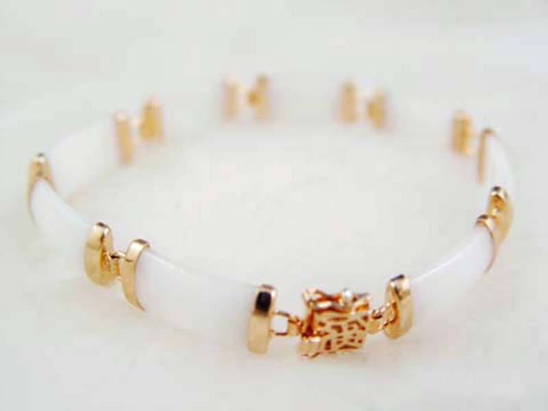 18K Gold Plated Jade Bracelet Bangle Cuff Women Jewelry For Ladies Gifts New