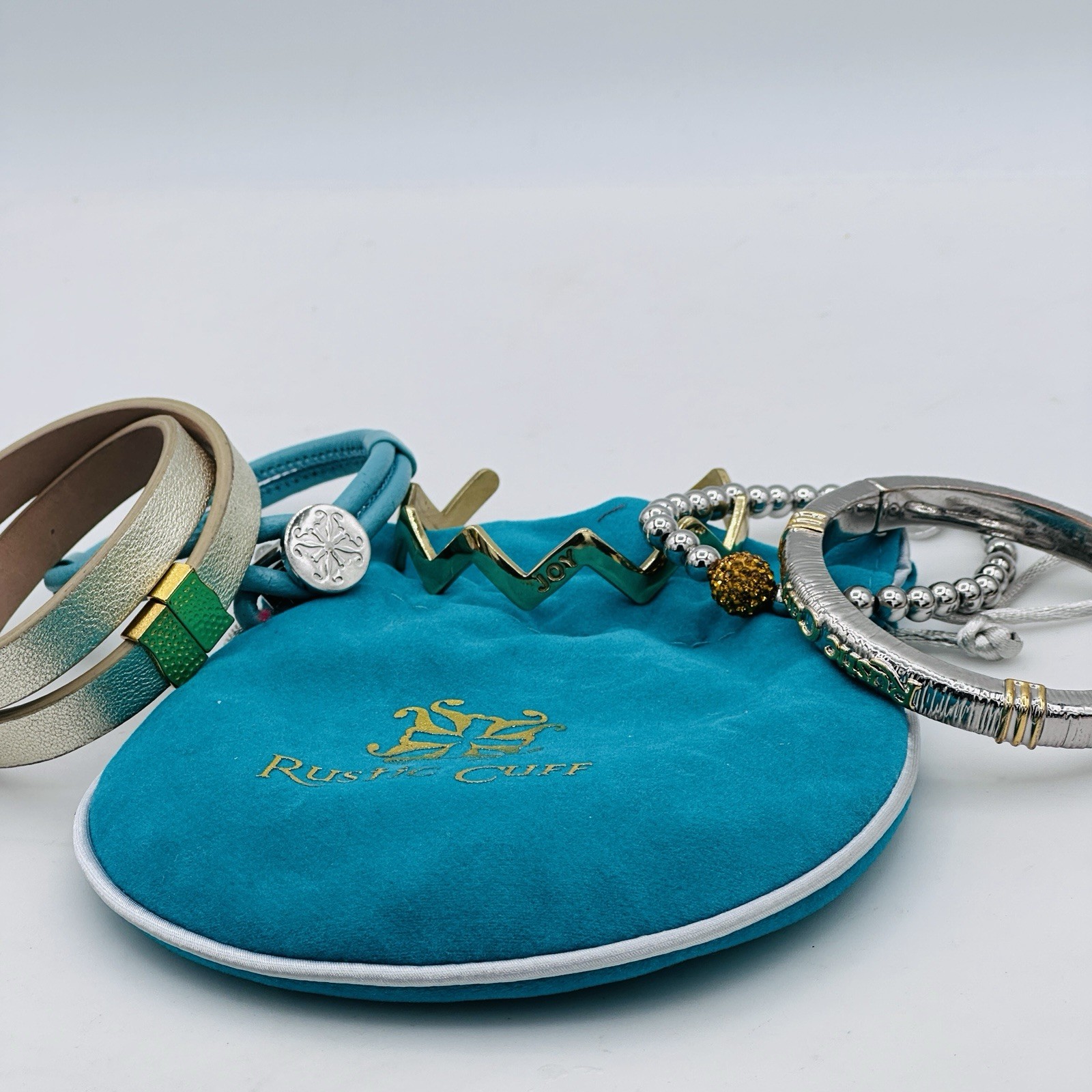 Rustic Cuff Boutique 5PC Stack Turquoise Leather Mixed Metal Set