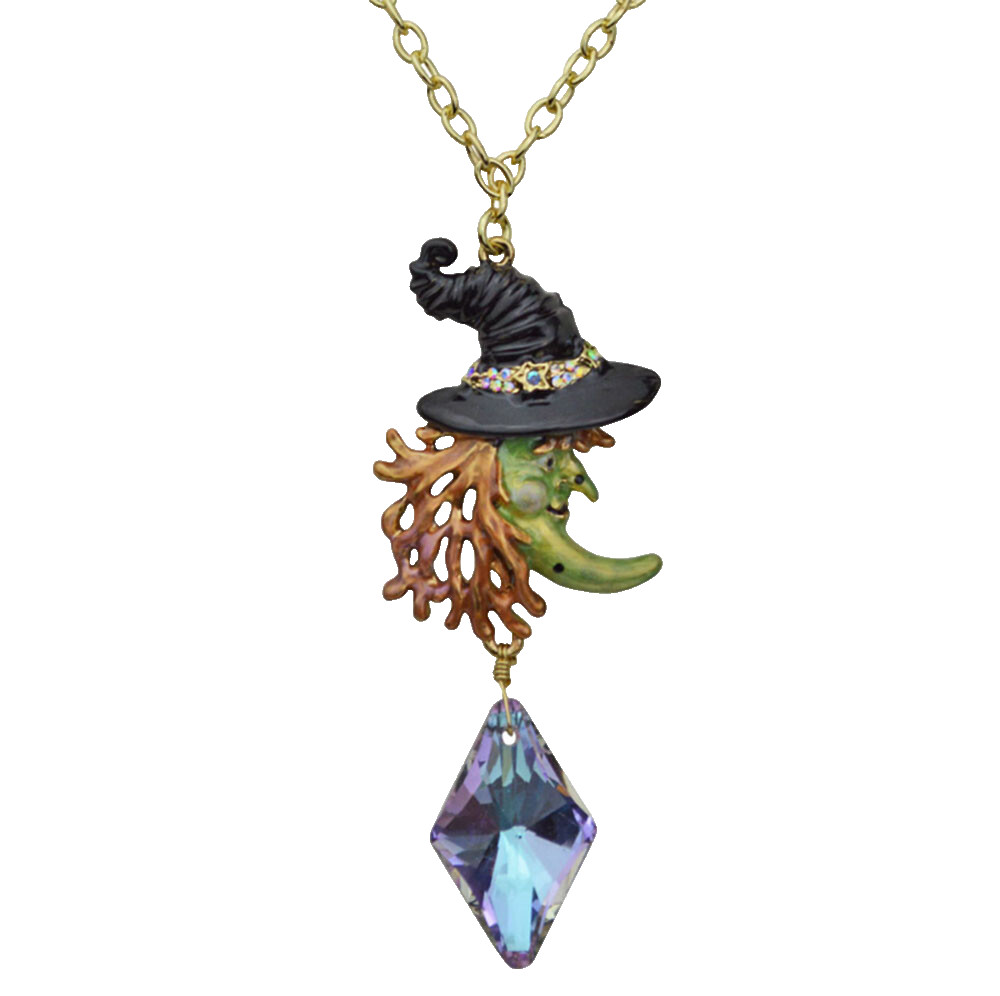 Kirks Folly Witchy Poo Necklace goldtone HALLOWEEN WITCH