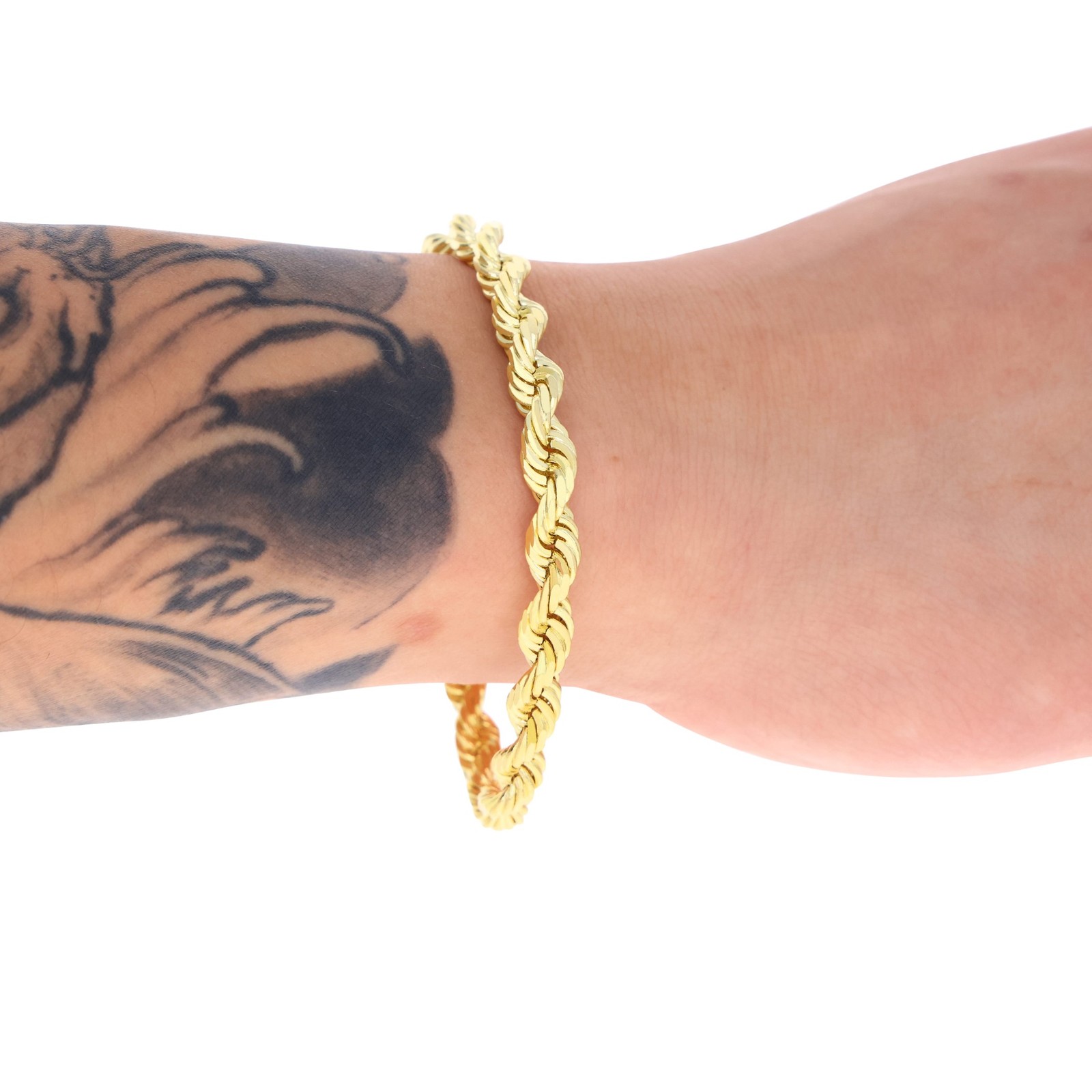 14K Yellow Gold 1.5mm-10mm Solid Diamond Cut Rope Chain Bracelet 7″ 7.5″ 8″ 9″