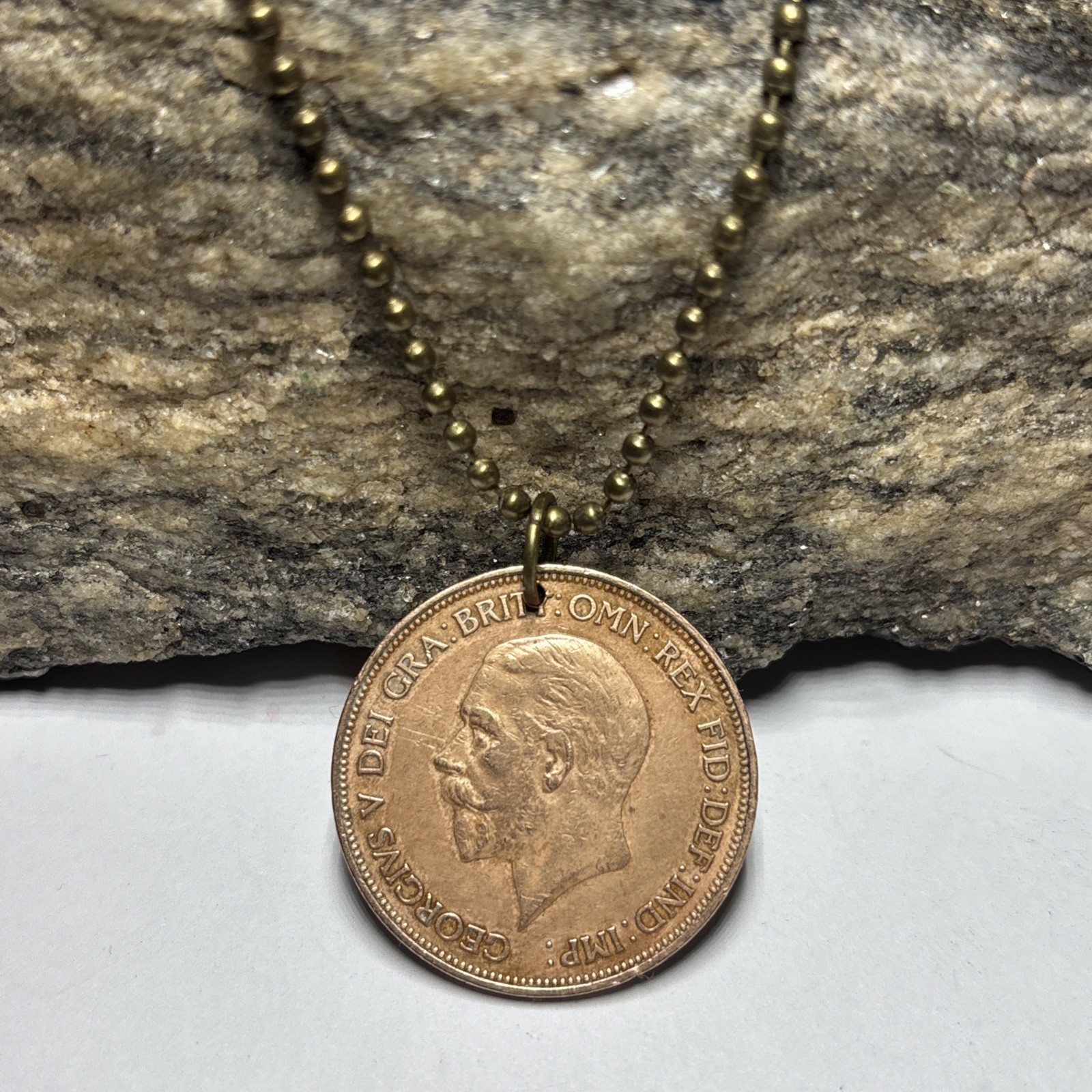 1936 United Kingdom Large Penny Great Britain Coin Pendant. 🎁 Wear History!