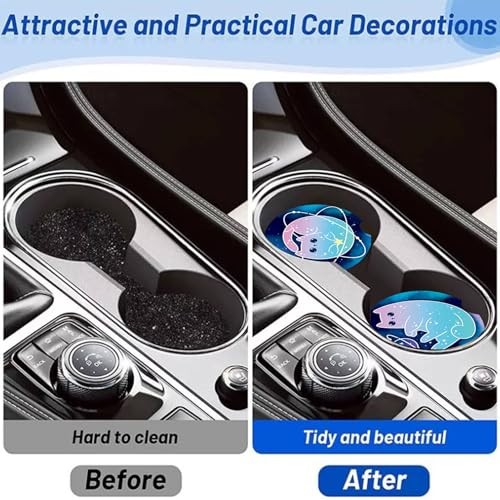 2 Pack Car Cup Holder Coasters 2.75″ Universal Size Anti Slip Dragon and Skulls