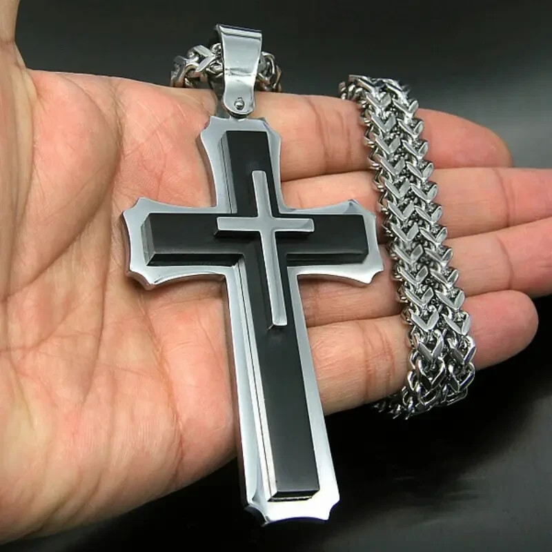 Classic Religious Cross Pendant Necklace Hip Hop Jewelry Accessories Trendy Gift