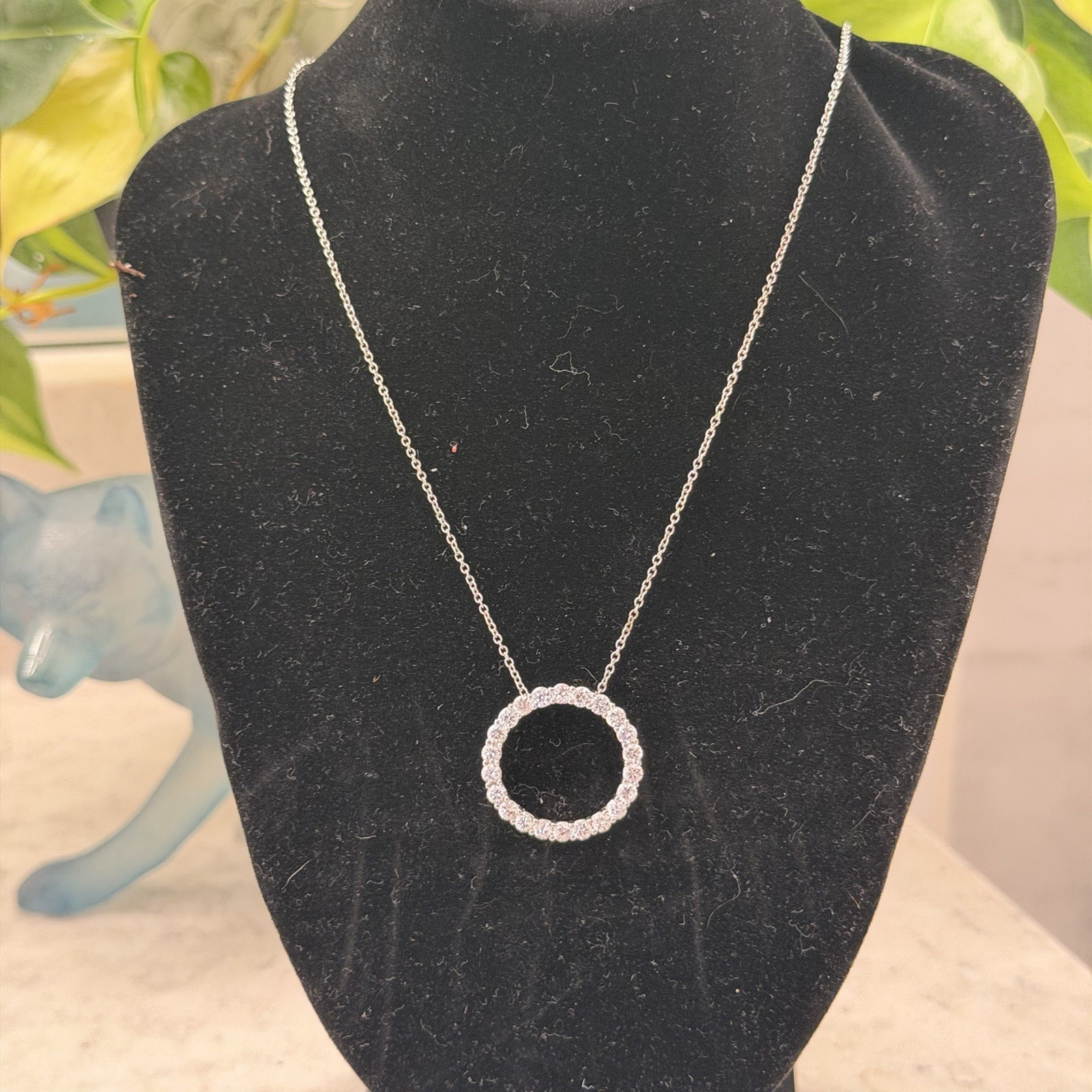 Crislu 925 Sterling Silver Open Circle Pave CZ Necklace New In Box
