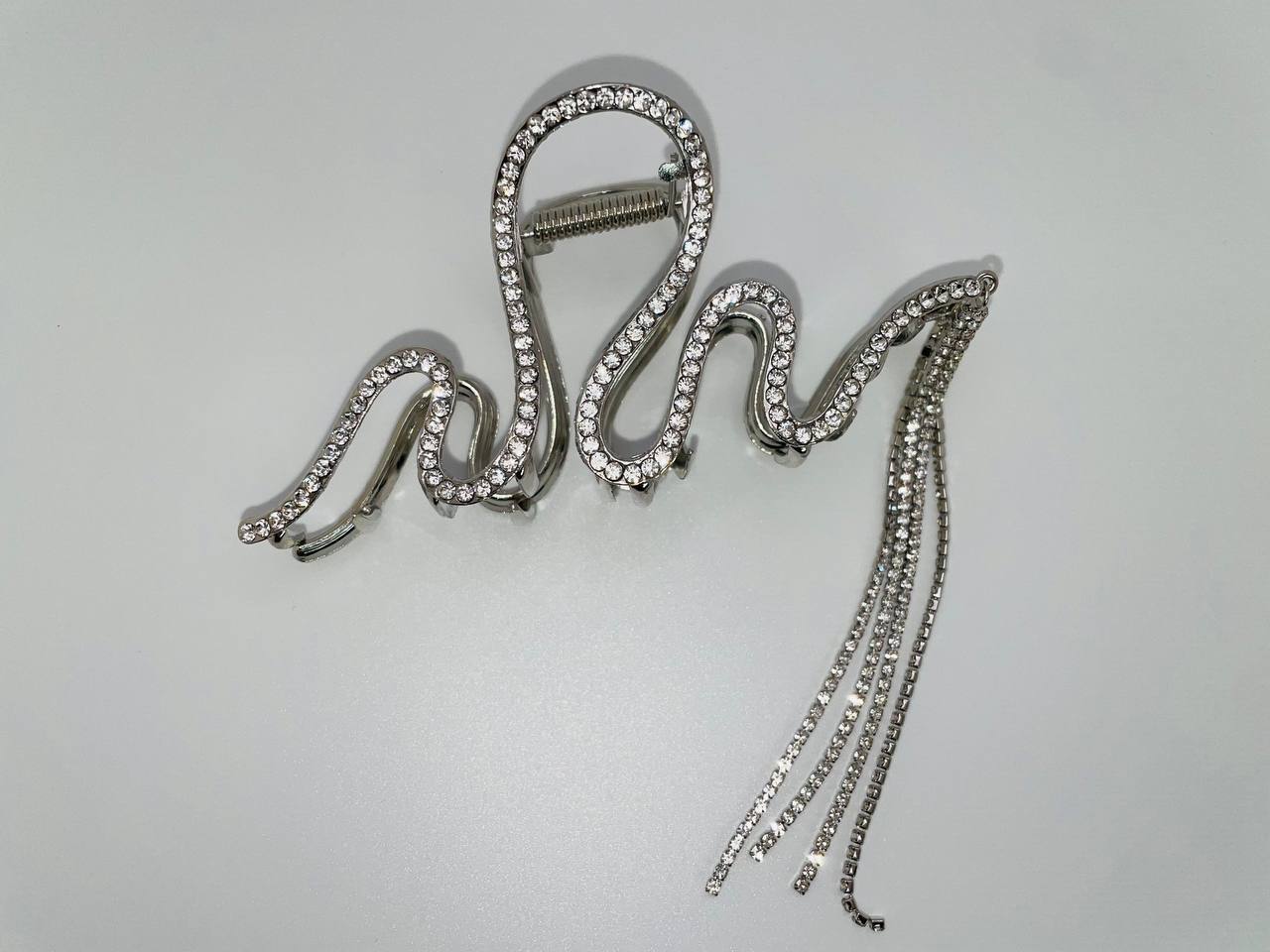 Crystal Hair Clip Rhinestone Large Snake Hair Claw Tassel Chain Flash Clamp Pin