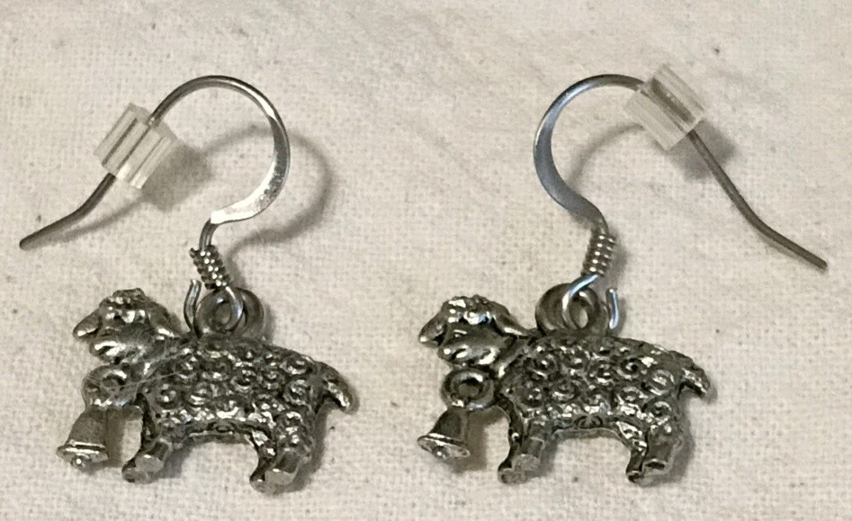 Silver Colored Sheep Pendant And Earring Set 0284 D7