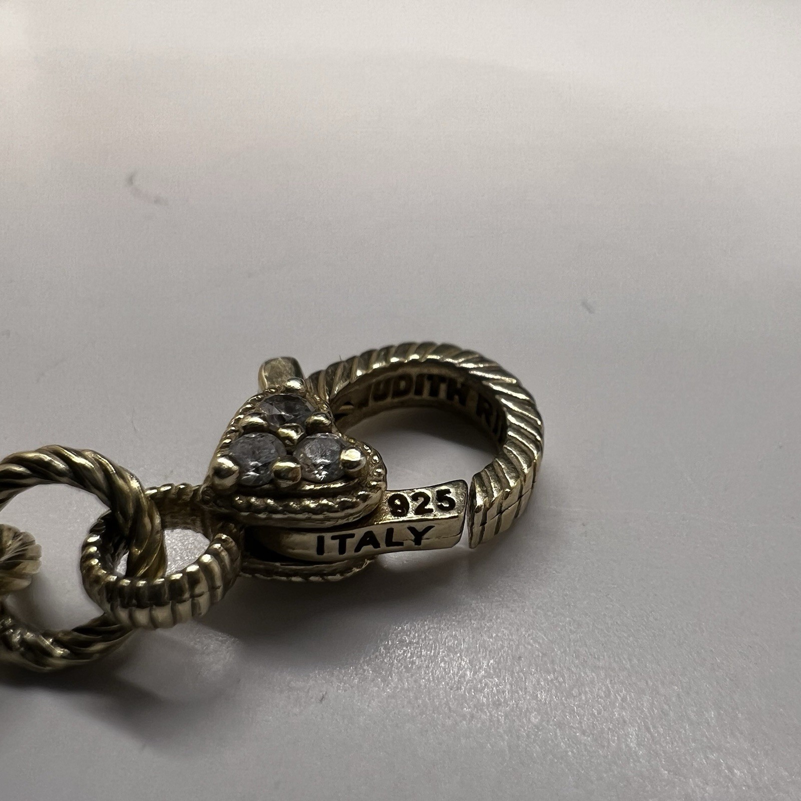 Judith Ripka Sterling Silver CZ Accents Gold Plated Verona Romance Link Bracelet