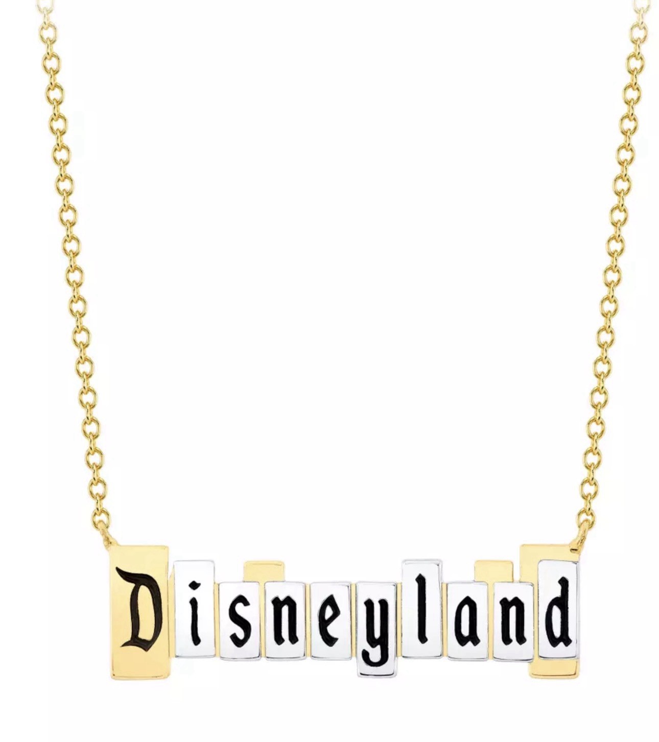 Disneyland 70th Gold and Silver Marquee Sign Necklace Disney Parks Crislu