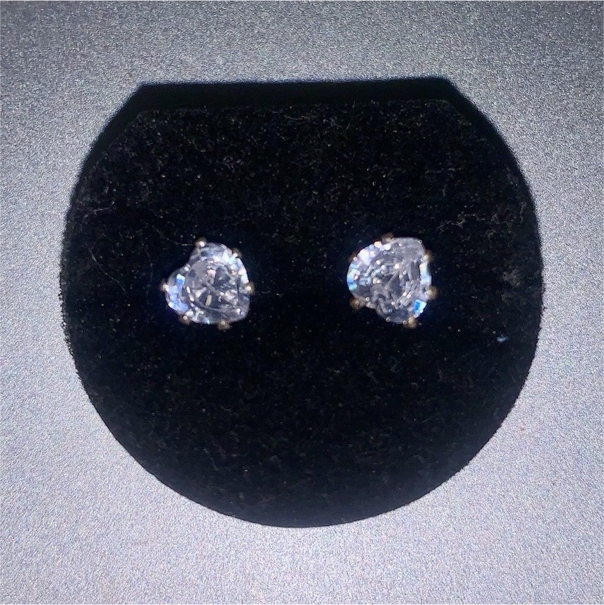 Heart-Shaped Clear Crystal Stud Earrings Silver Tone Butterfly Back Closure