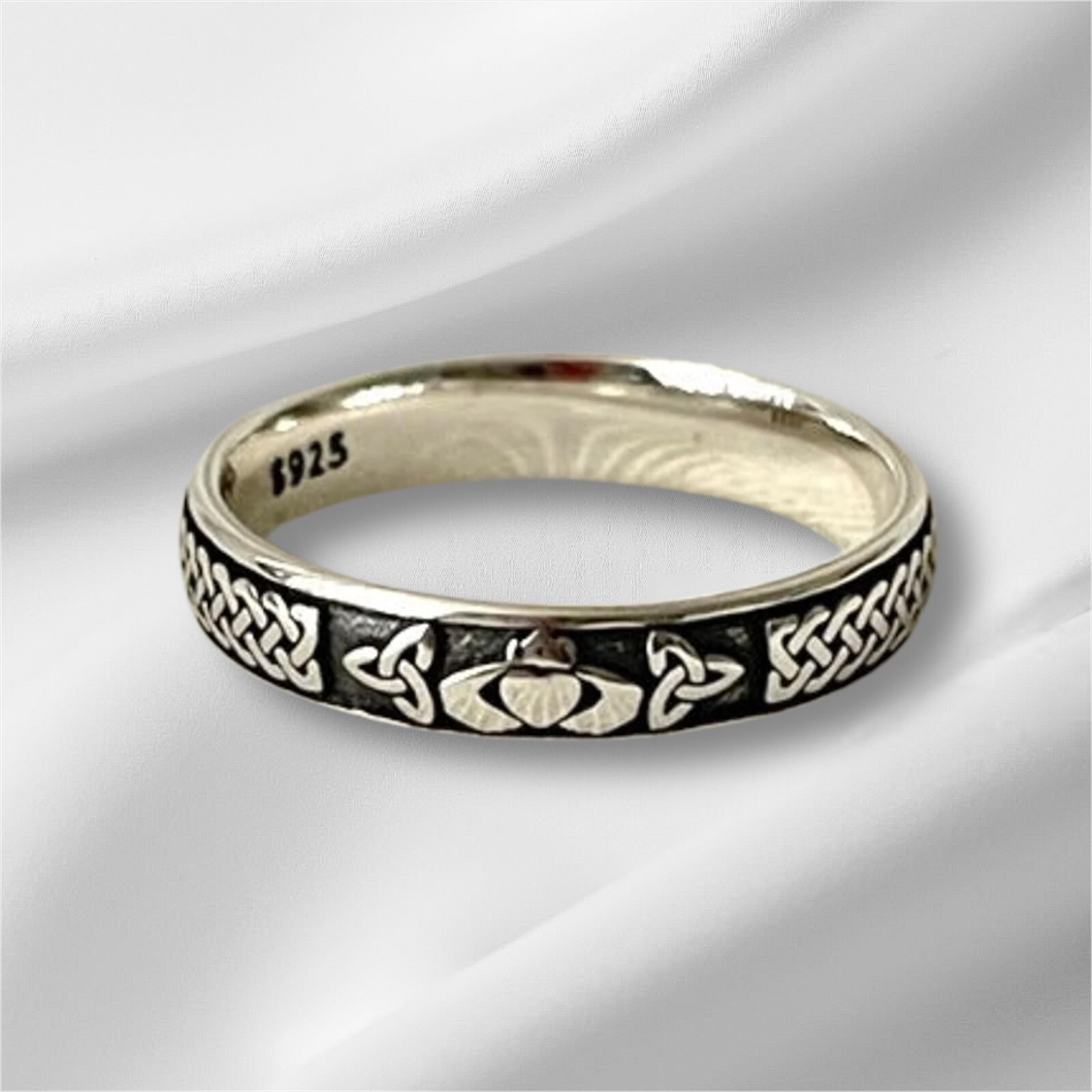 925 Sterling Silver Irish Celtic Claddagh Ring Band Size 5-10