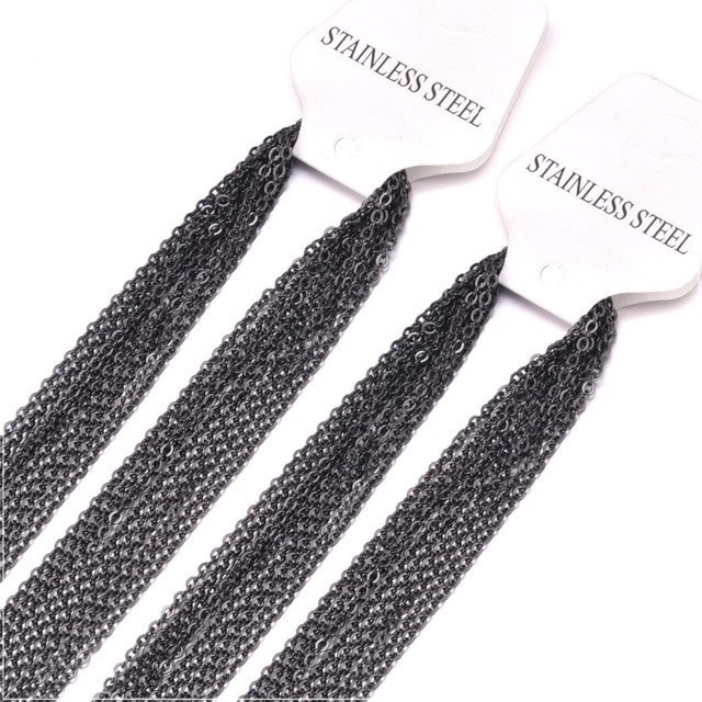 Black Stainless Steel 22 Inch 1 mm Link Neck Chain Necklace