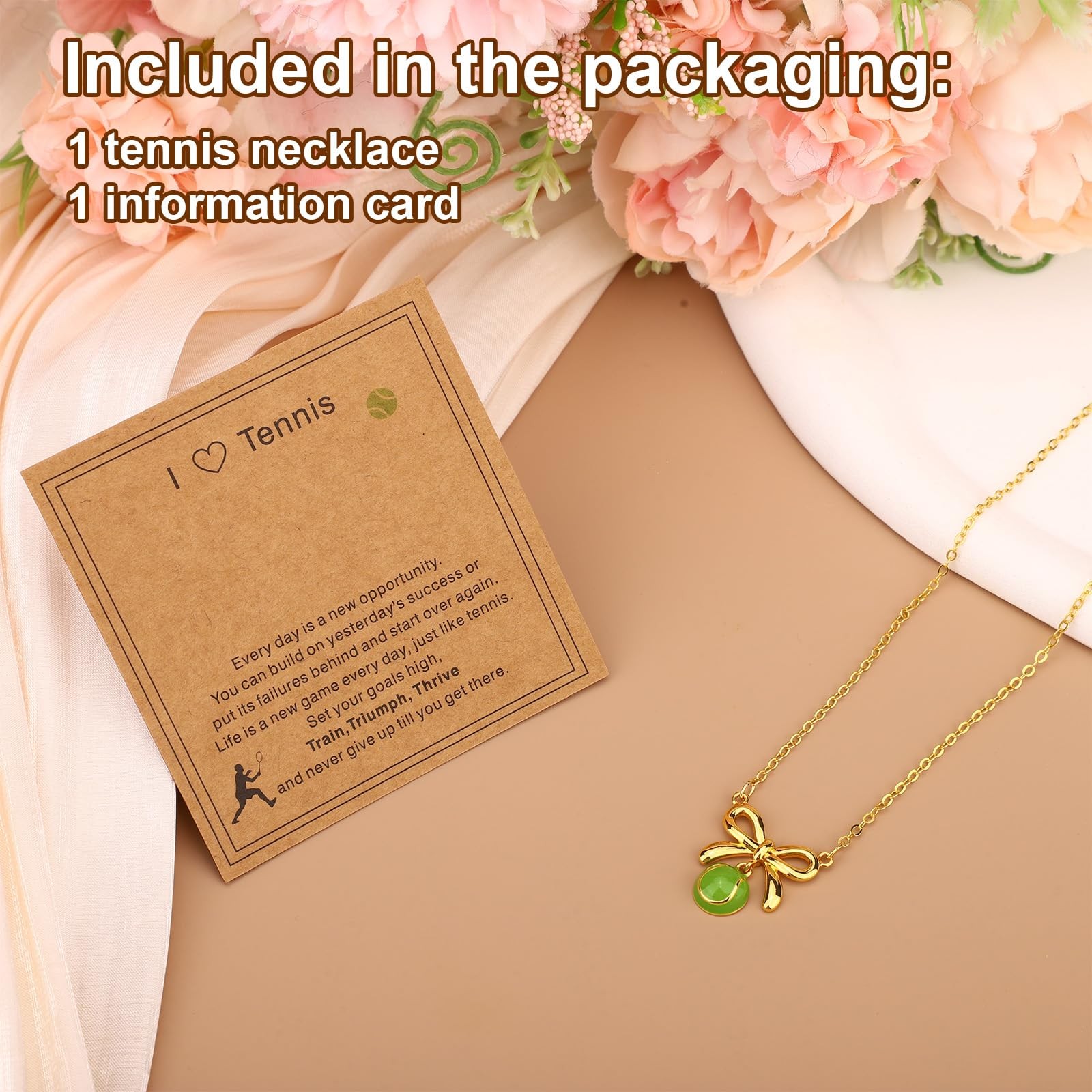 Mikovivi Tennis Necklaces, 40+5cm/16+2in Adjustable Bow Medium, gold-tone