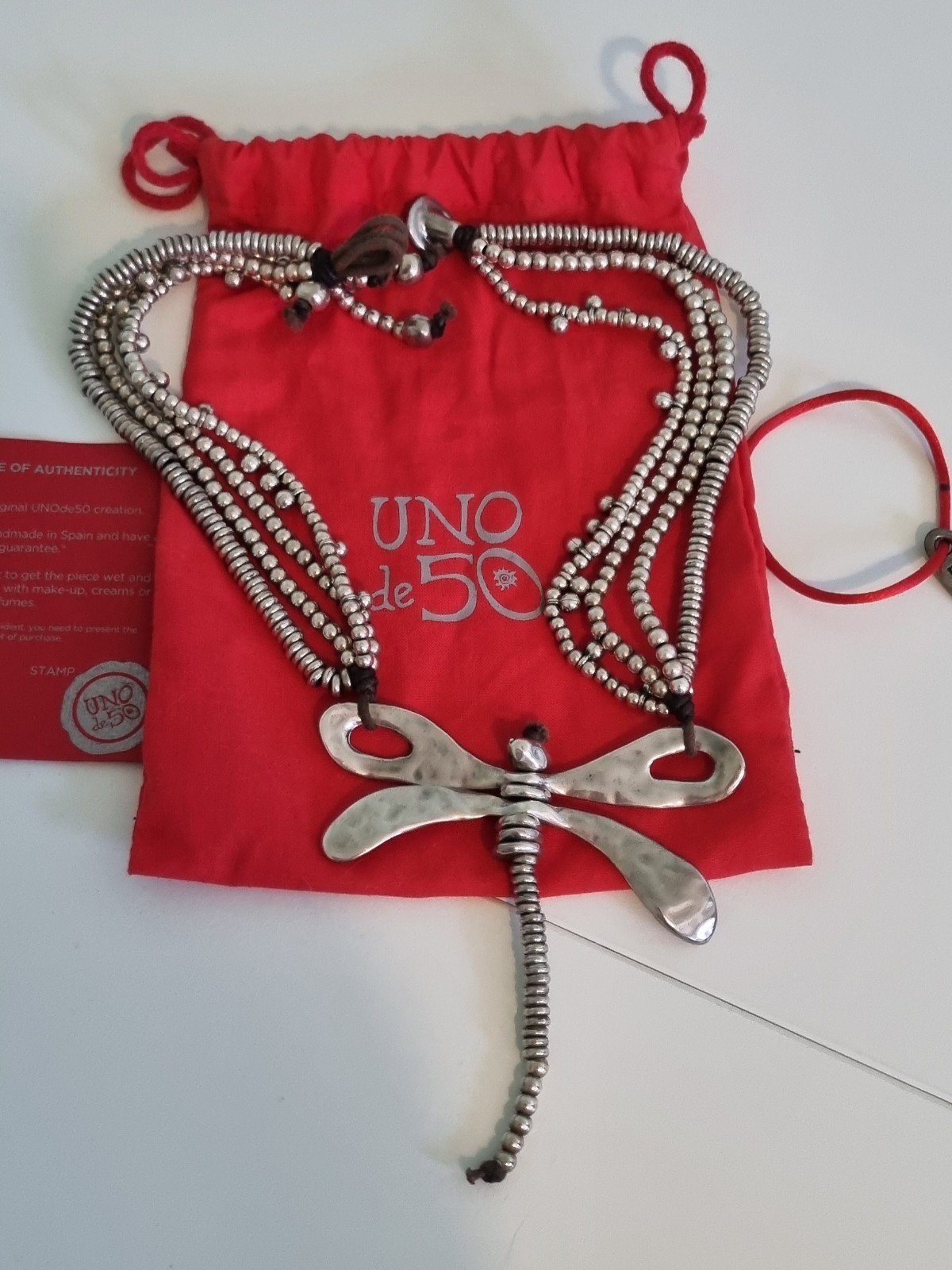 UNOde50 Silver Beaded Dragonfly Necklace