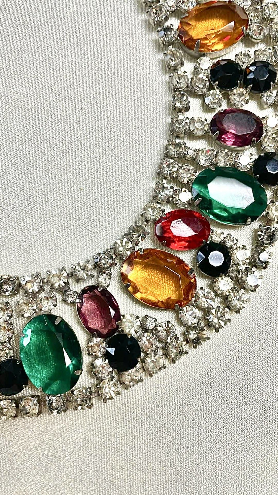Stunning Multicolored Huge Rhinestone DeLizza & Elster Bib Necklace for KJL (?)