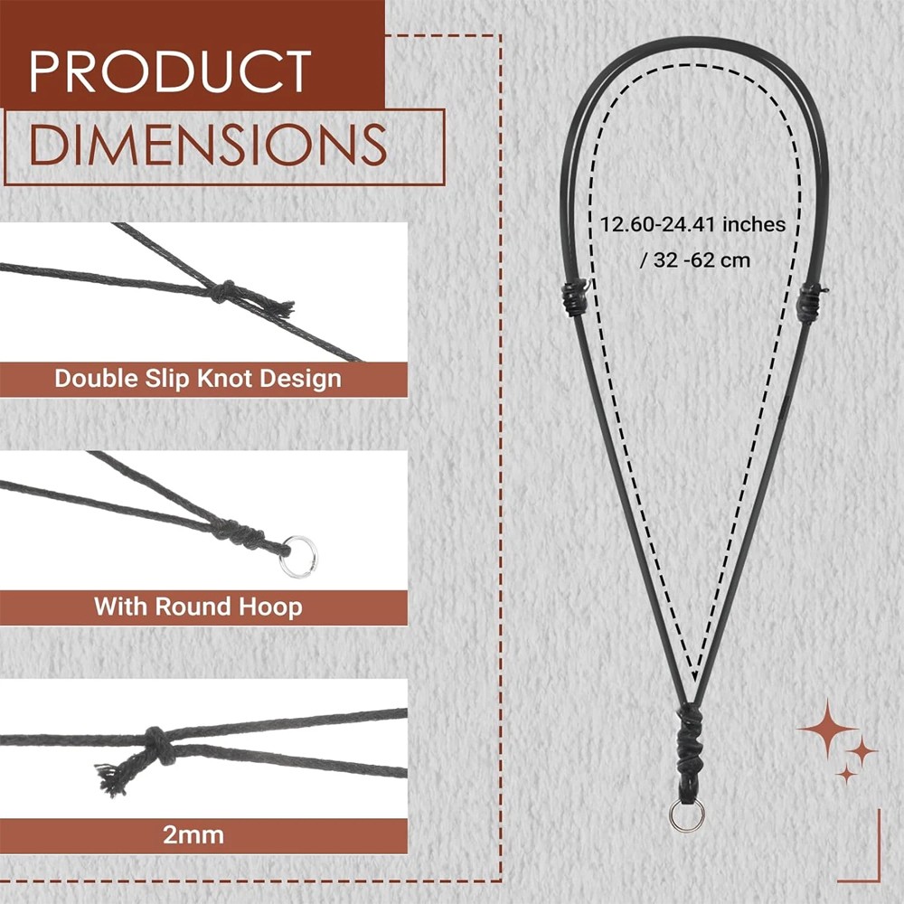 10PCS Necklace String Necklace Cord Black Adjustable Leather Rope Necklaces for