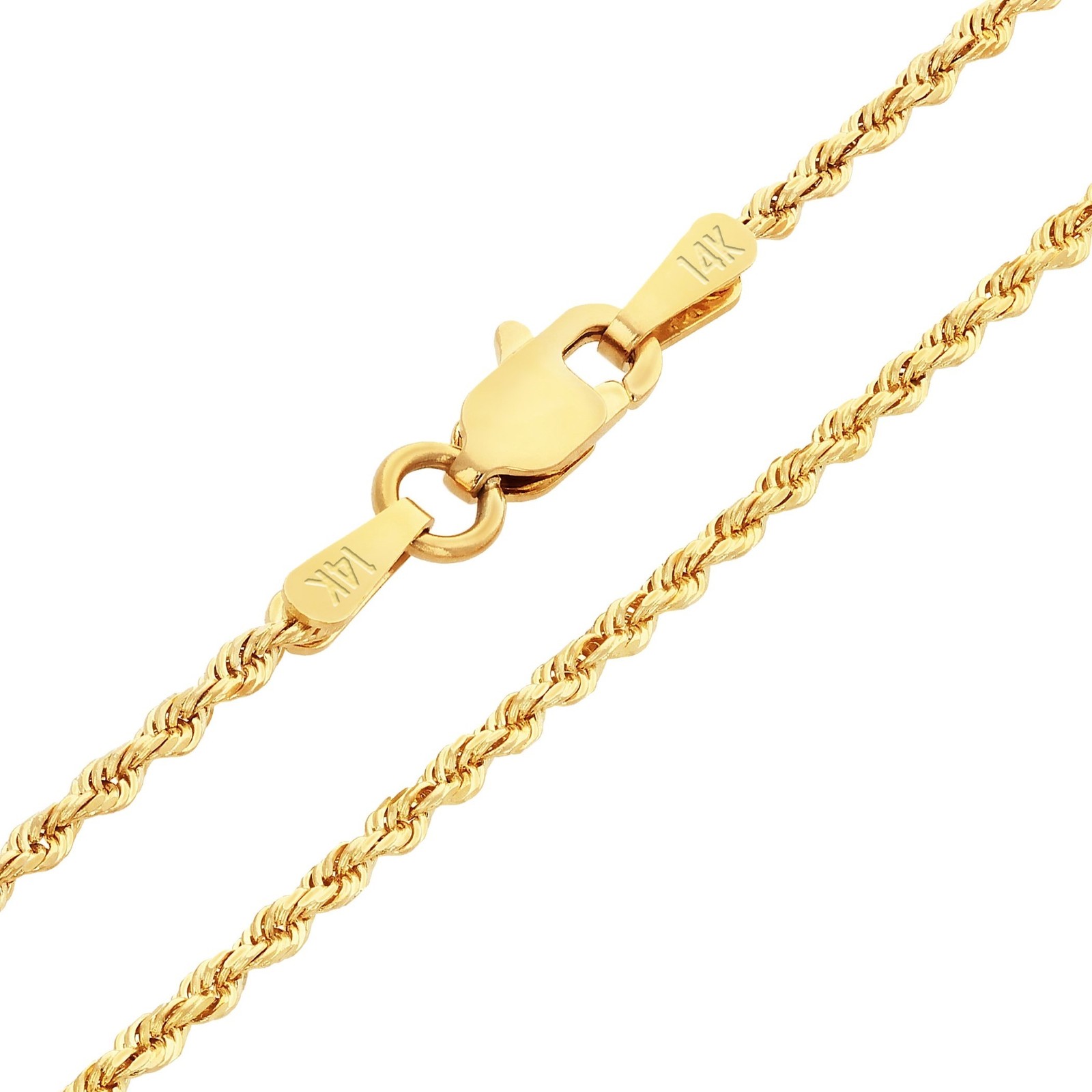 14K Yellow Gold 1.5mm-10mm Solid Diamond Cut Rope Chain Bracelet 7″ 7.5″ 8″ 9″