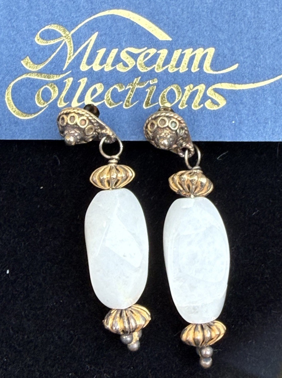 NWT White Quartz Necklace & Earring Set with 22K Gold Balinese Vermeil Beads