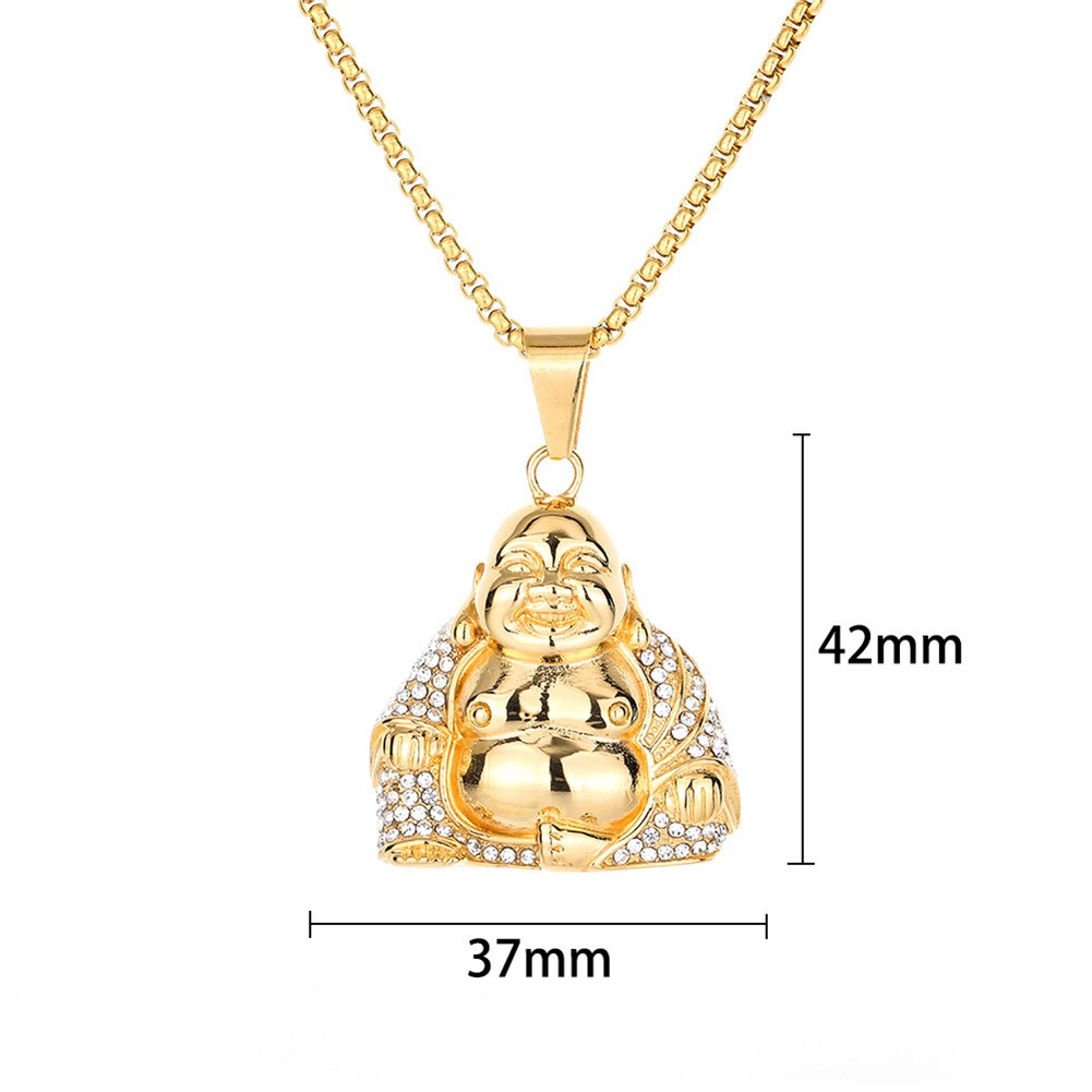Maitreya Buddha Pendant Necklace Stainless Steel 18k Gold Plated Jewelry 2 Sizes