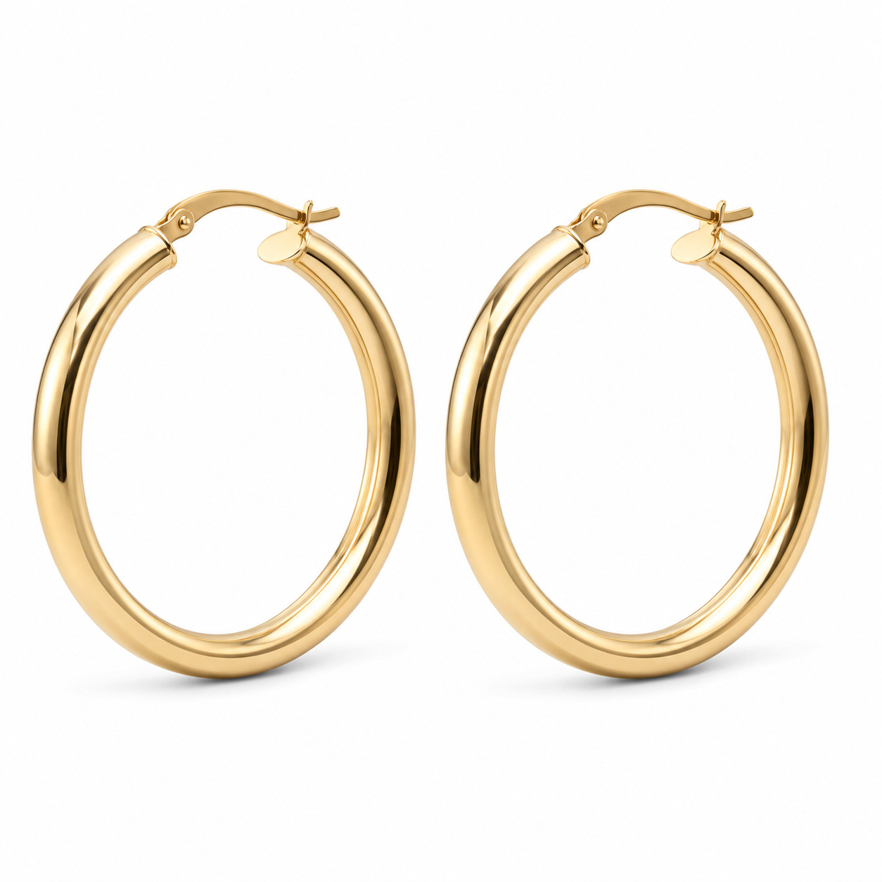 Women’s 20mm Thick Hoop Earrings 18K Gold Plated Lightweight Hypoallergenic