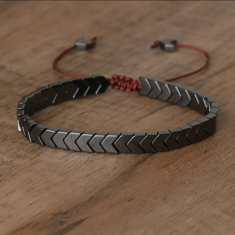 Hematite Bracelet 6.5″ – 8.5″ Natural Black Adjustable Healing Men Women Reiki