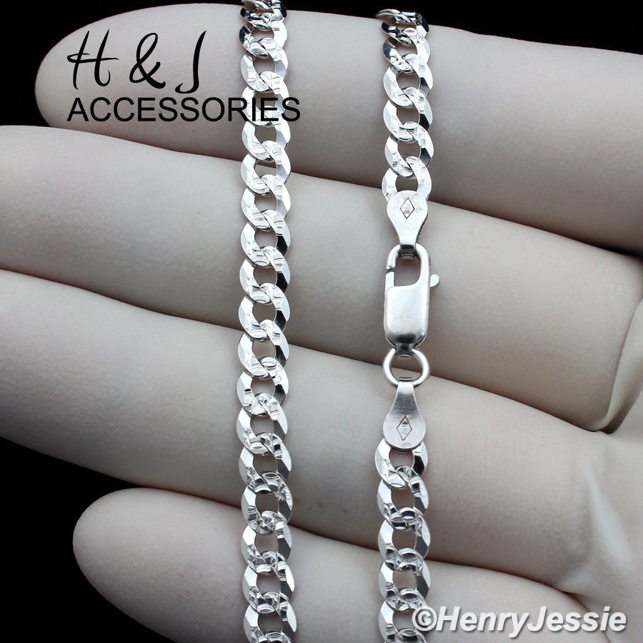 20″MEN 925 STERLING SILVER 5.5MM DIAMOND CUT CUBAN CURB LINK CHAIN NECKLACE*AN17
