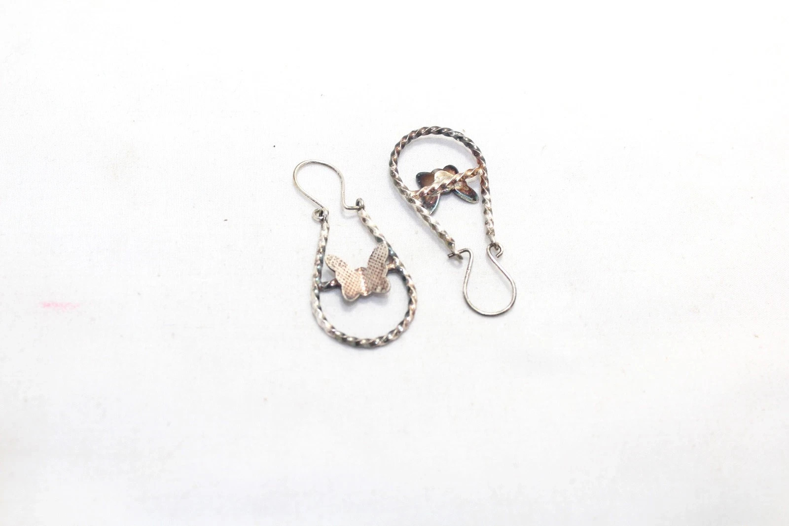 Charm Butterfly Huggies Bali Earrings 925 Sterling Silver Engraved Women
