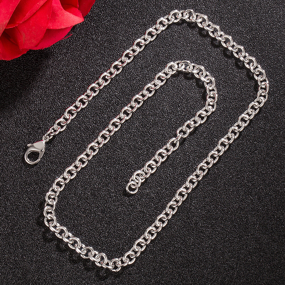 925 Sterling Silver Men’s 6mm Rolo Chain Necklace Round Cable Link Necklace
