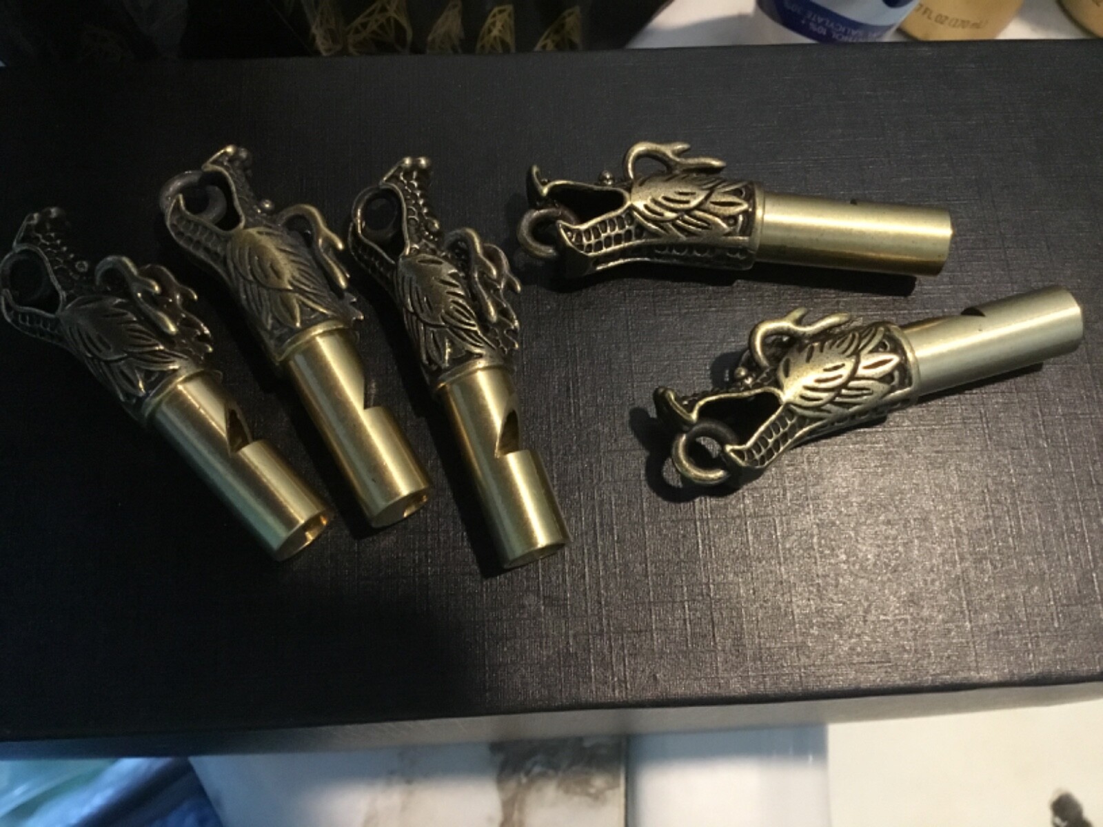 Dragon Whistle Solid Brass Warning Dispels Evil Gold Pendant Jewelry