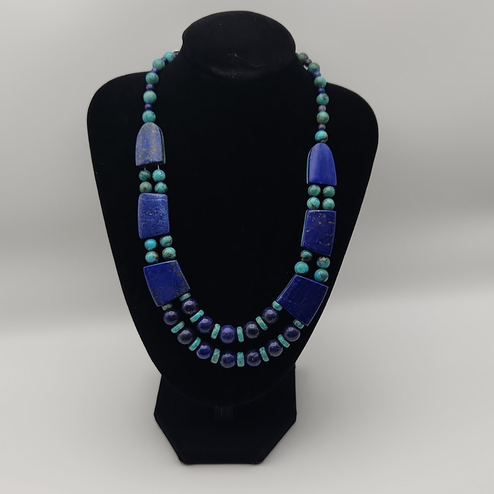 Jay King MineFinds Turquoise Lapis Lazuli Beaded Statement Necklace Adjustable