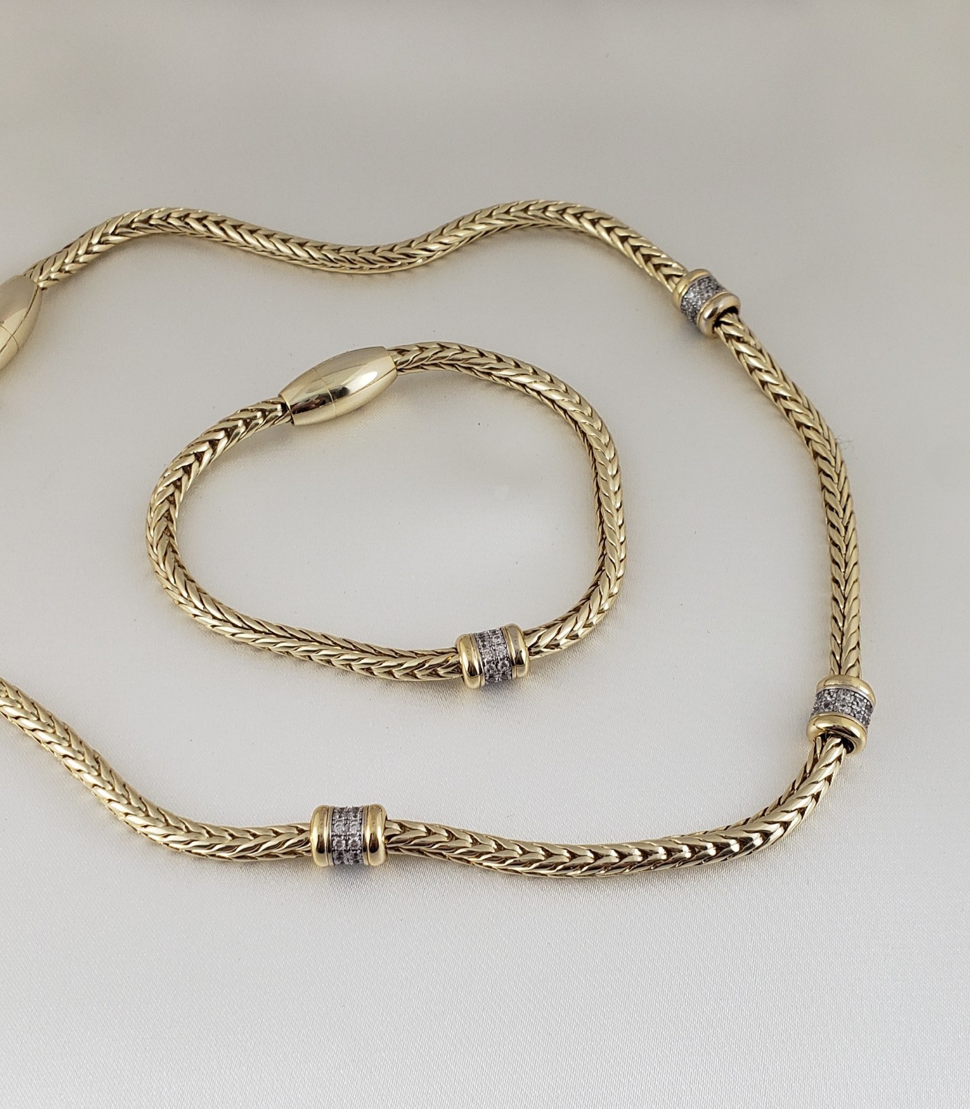 14K Gold Plated Cz Rope Choker Chain Necklace And Bracelet Set