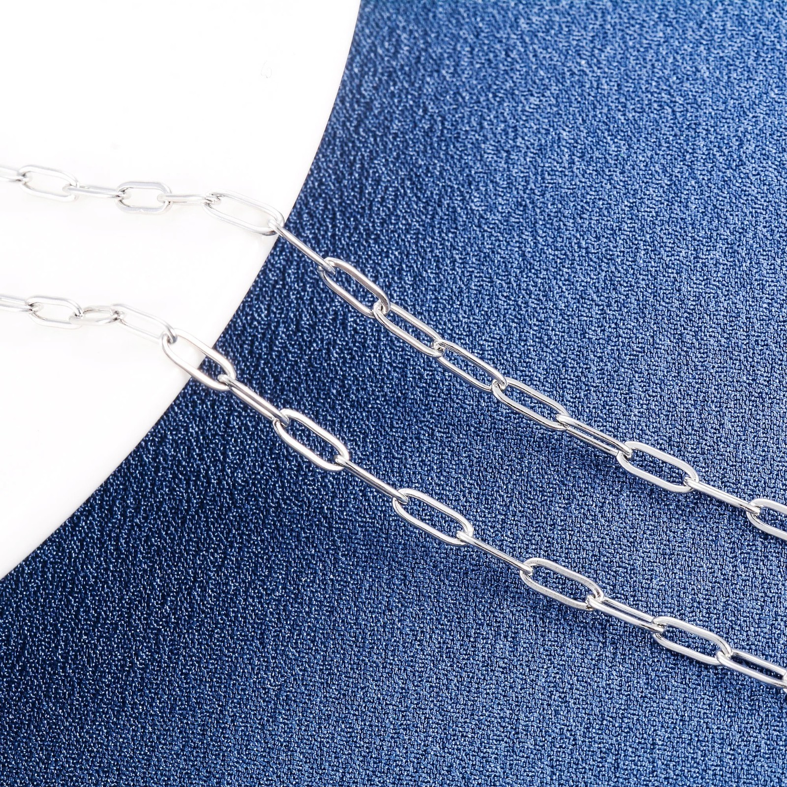 Paper clip necklace silver/gold color for women men, chains stainless steel