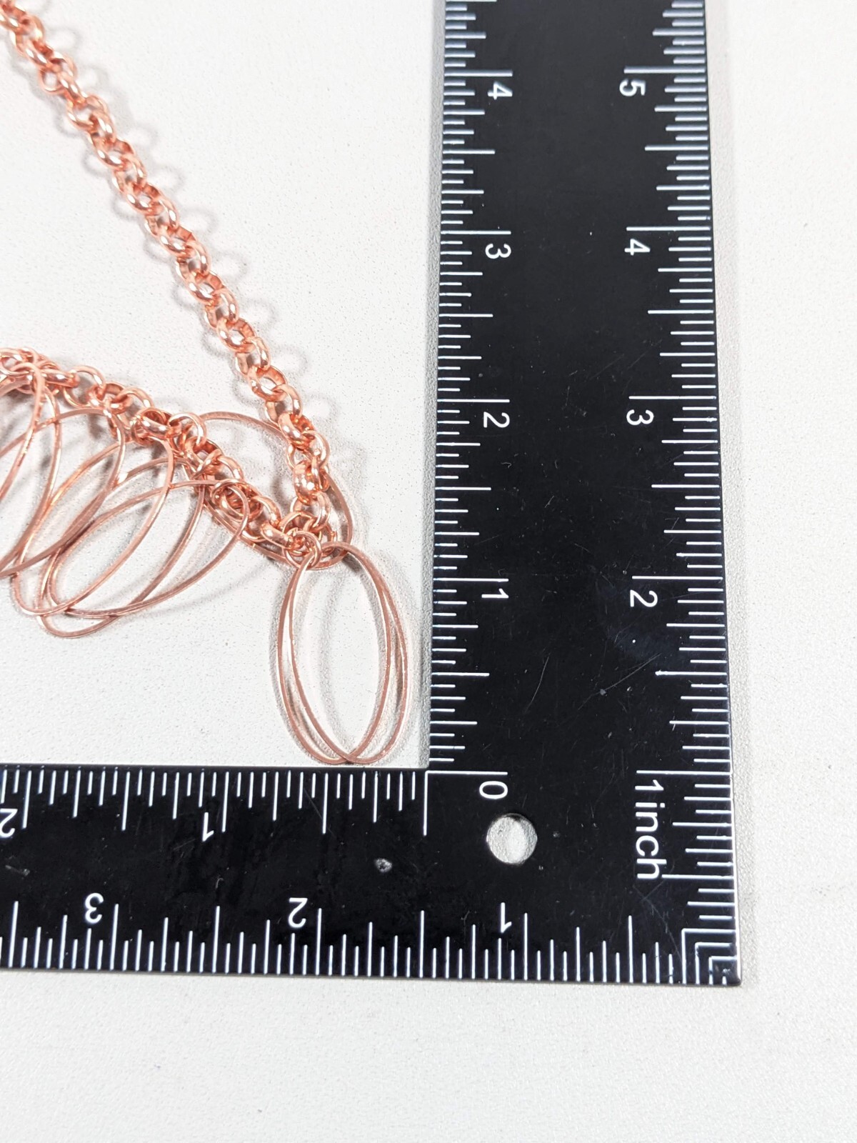 Copper Tone Oval Chain Link Charm Statement Necklace Modernist 20 inch