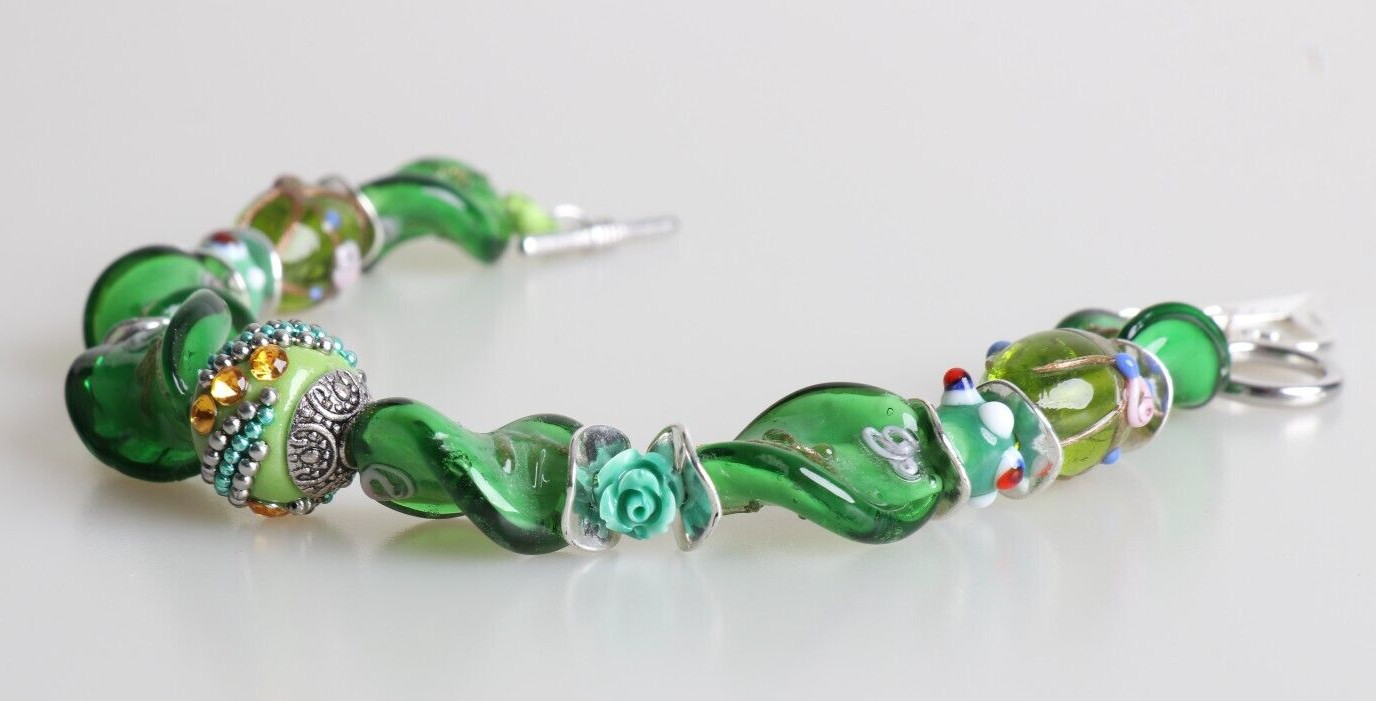 Pulsera Casual Para Mujeres Cuentas Verdes Piedras Preciosas Natural Cristal