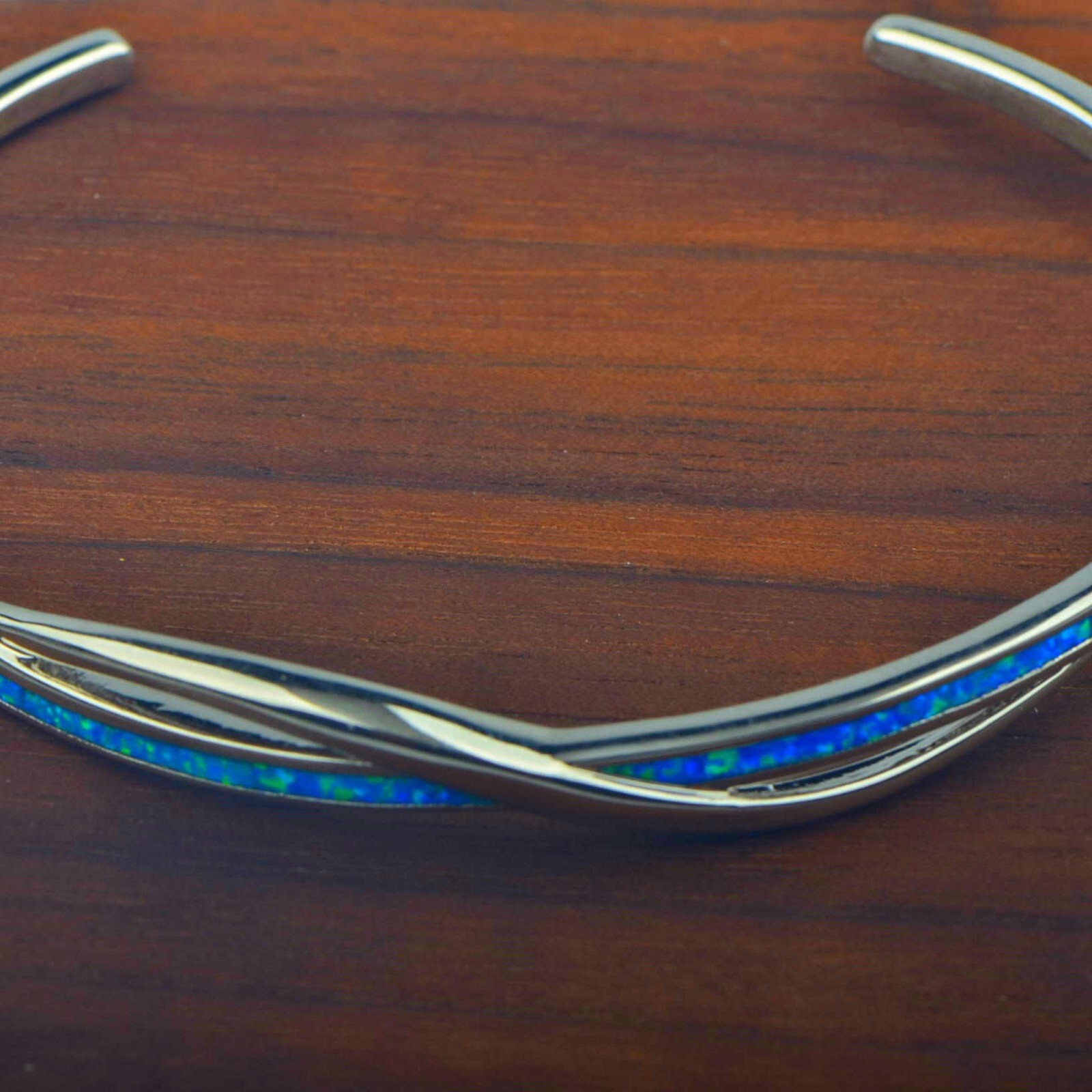 Fashion Fine Blue Fire Opal Bangles 925 Sterling Sliver Jewelry For Women Girls