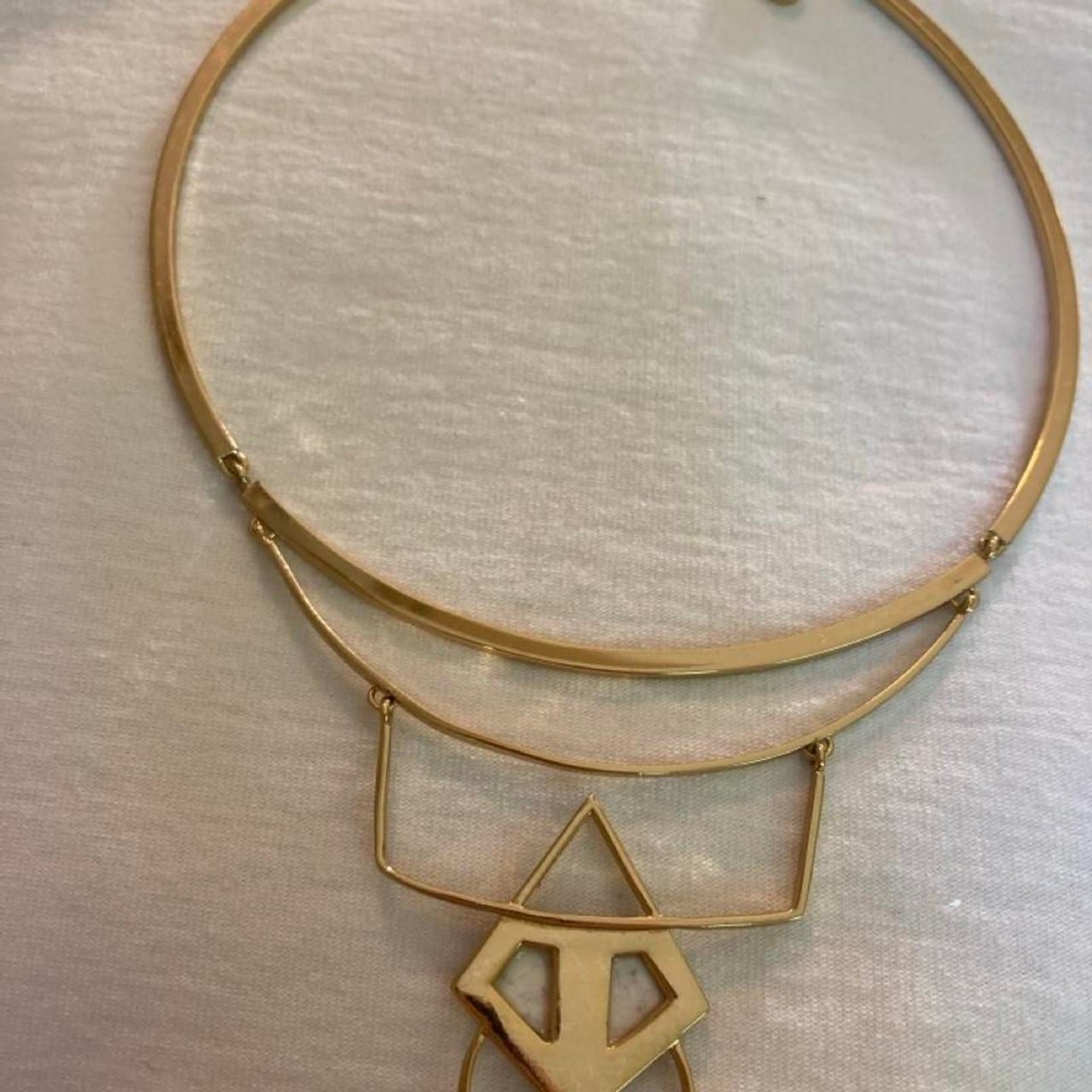 Stella & Dot Gold tone geometric collar necklace with layered design