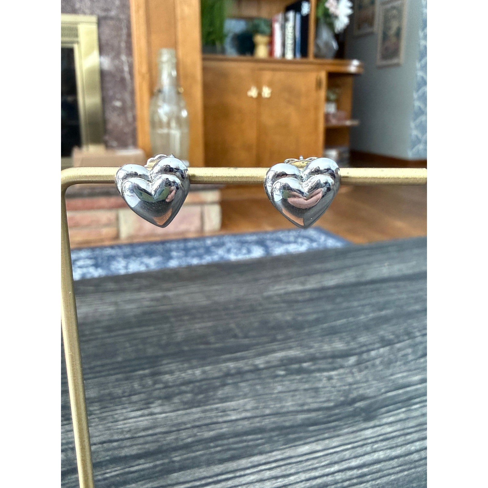 Vintage Signed Avon Stud Heart Love Retro Casual Silver Earrings