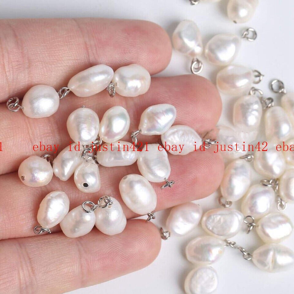 Wholesale 7-10mm Natural White Freshwater Baroque Pearl Pendants Jewelry Making