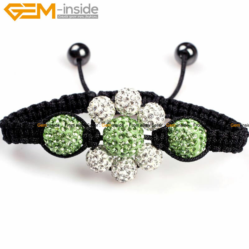 Adjustable Pave Sparkle Crystal Disco Ball Handmade Bracelet 6″-8″ 16 Beads