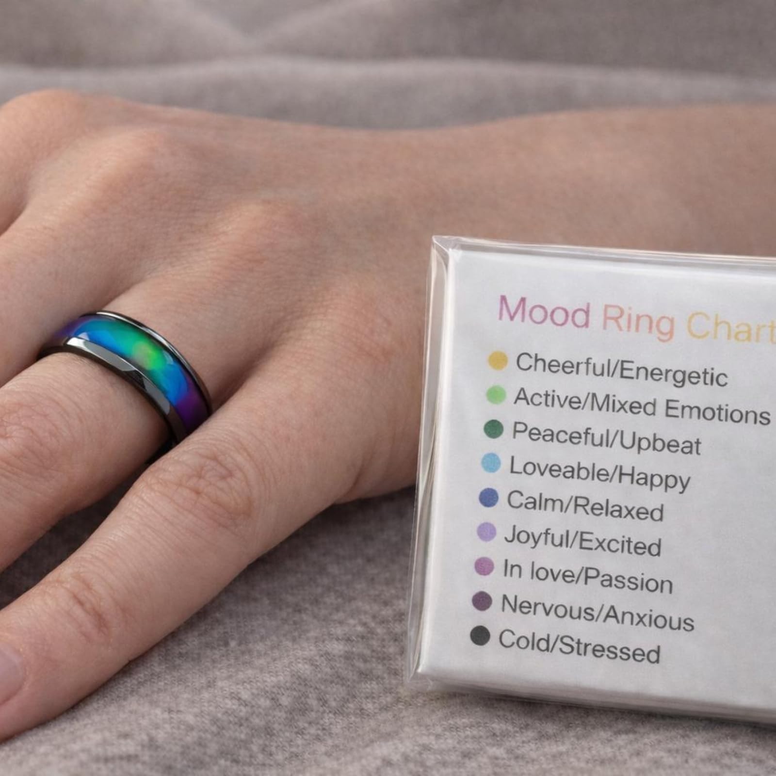 Mood Ring Color Changing 6mm Stainless Steel Comfort Fit Band for Men & Women