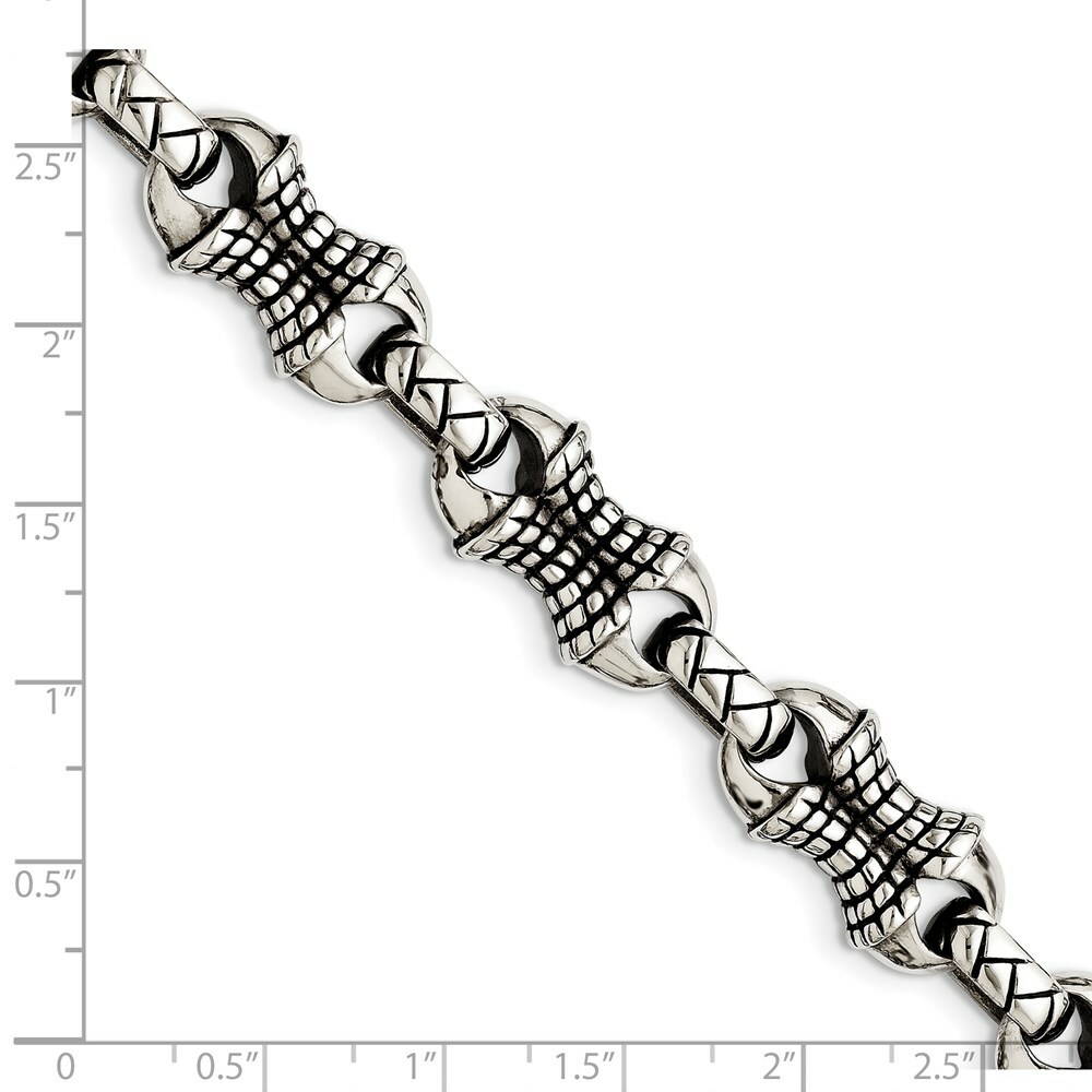 Stainless Steel Antiqued Patterned Bracelet